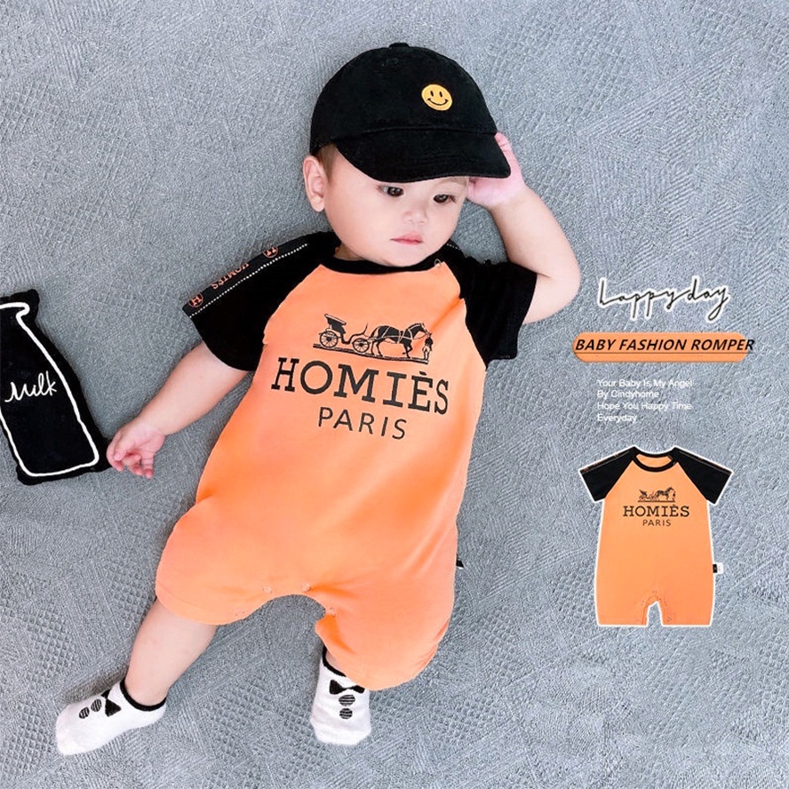 Bộ Áo Liền Quần Tay Ngắn Chất Liệu Cotton Mỏng Thời Trang Mùa Hè Cho Bé Sơ Sinh