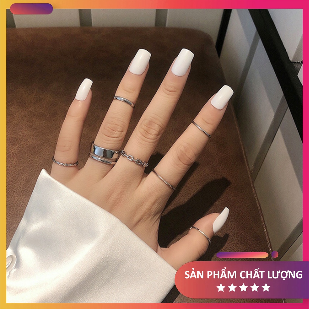 Set 7 nhẫn nữ, bộ 7 chiếc nhẫn mạ vàng-mạ bạc sáng bóng, phong cách thời trang cá tính [ẢNH, VIDEO THẬT]