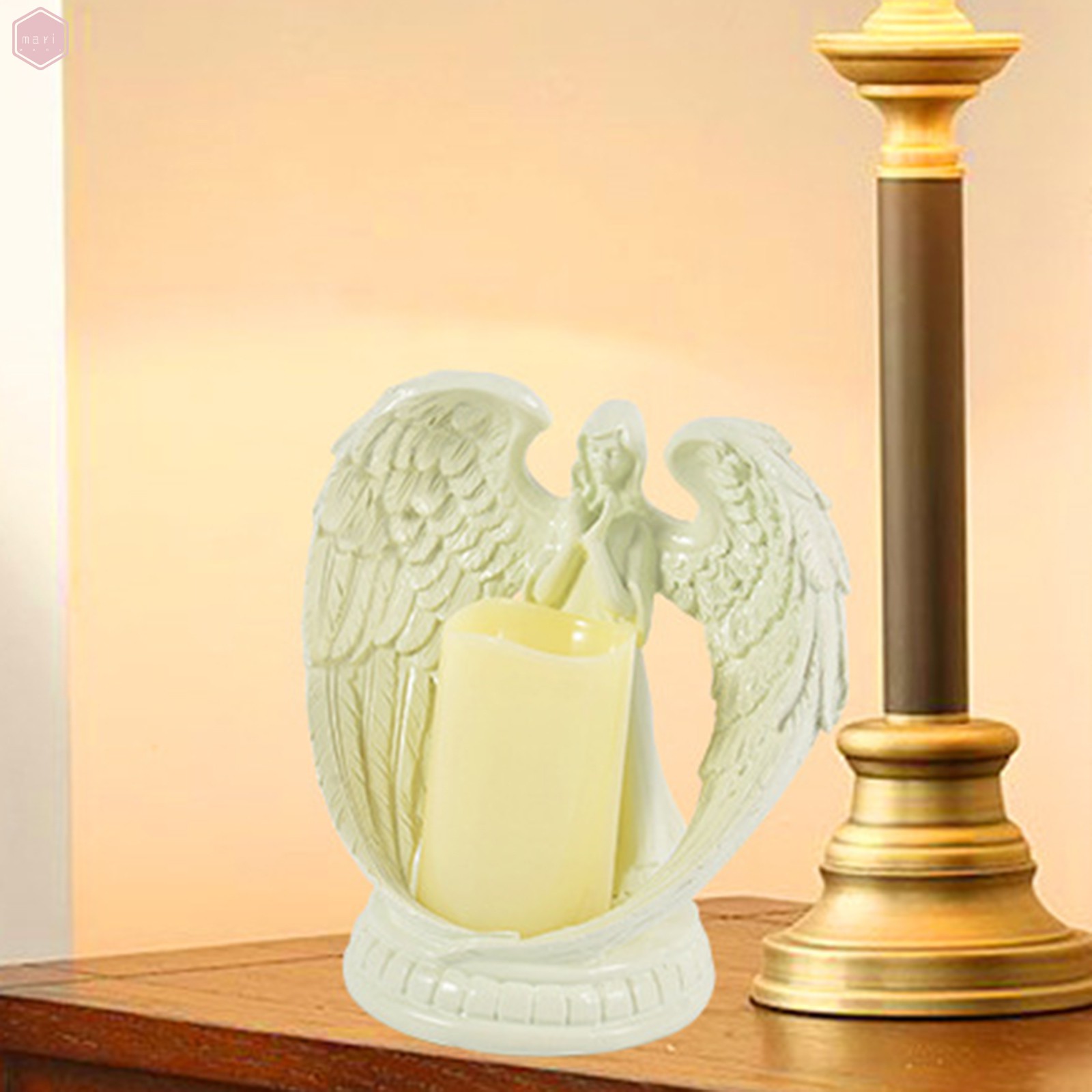 Giá Đỡ Đèn Cầy Hình Thiên Thần Bằng Nhựa Resin 16cm Trang Trí Nhà Cửa / Văn Phòng