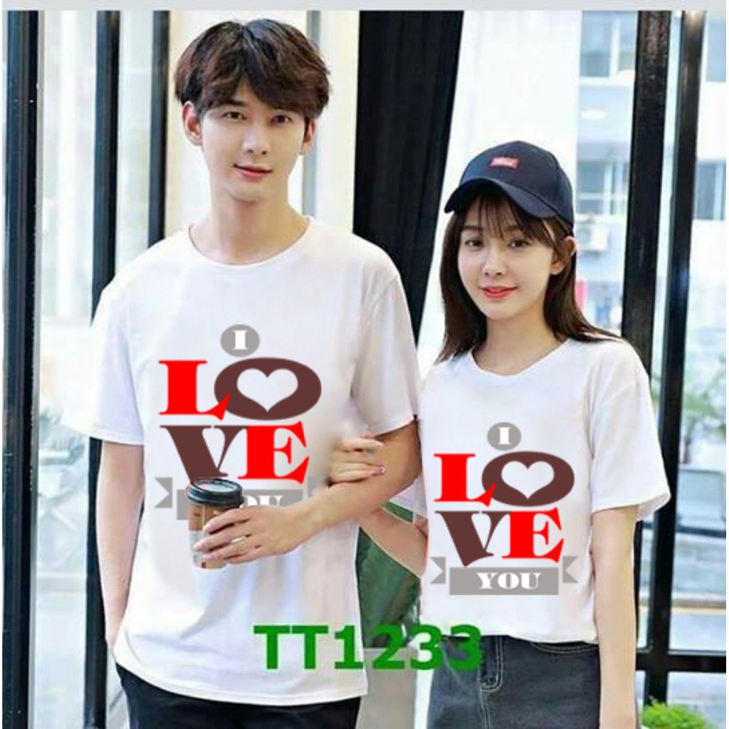 Áo Cặp Đôi Tình Yêu Nam Nữ Ngắn Tay Xinh Cute In 3D Logo CÚN TÚI, Vải Cotton Organic Mềm Mịn Thoáng Mát