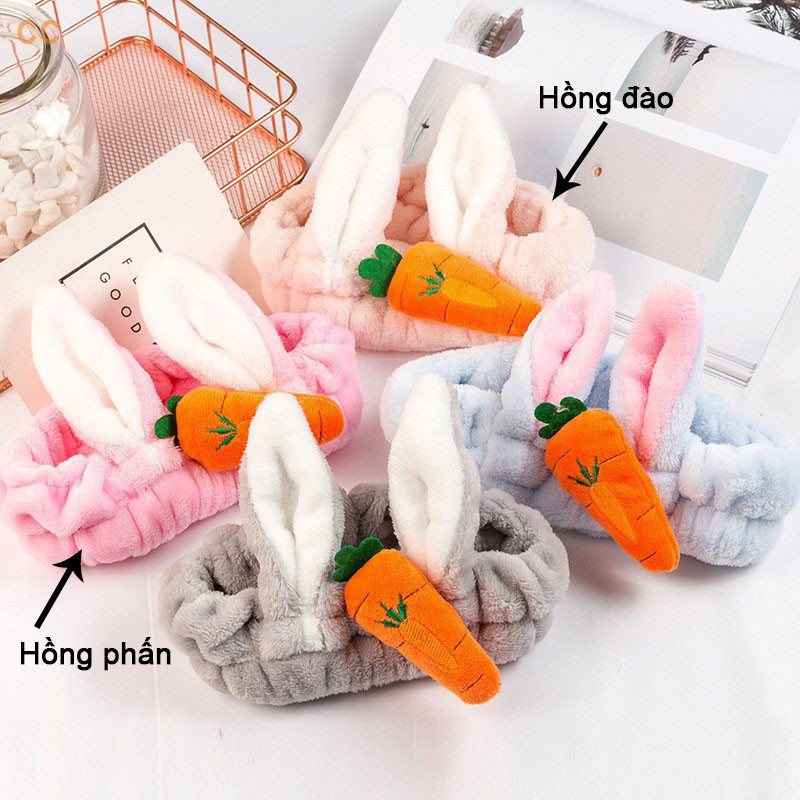 STORE4MEN - Băng Đô Turban 3D Cà Rốt Tai Thỏ Vải Nhung Xinh Xắn