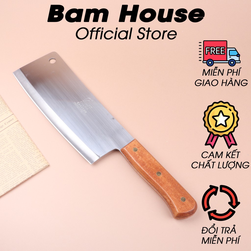 Dao đại chặt xương inox cán gỗ Bam House lưỡi dài Hàn Quốc cao cấp siêu bền DHQ01 – Gia dụng bếp