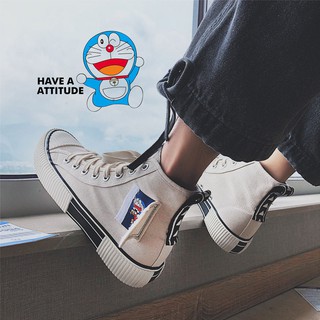 Giày Vải Canvas Cổ Cao In Hoạt Hình Anime Dễ Thương