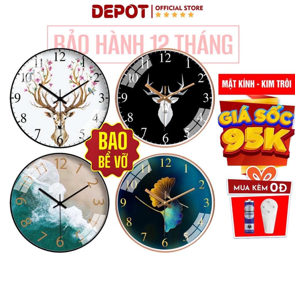 Đồng Hồ Treo Tường Đẹp, Máy Kim Trôi Yên Tĩnh, Kích Thước Lớn, Mặt Kính Cao Cấp Dùng Để Trang Trí, Decor Phòng Khách