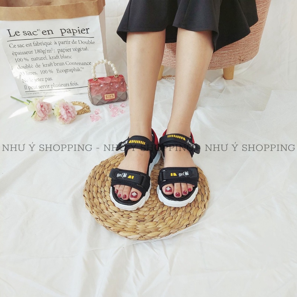 Giày sandal nữ đi học quai hậu khoá dán đế cao mang êm chân, bền đẹp - Sandal đỏ