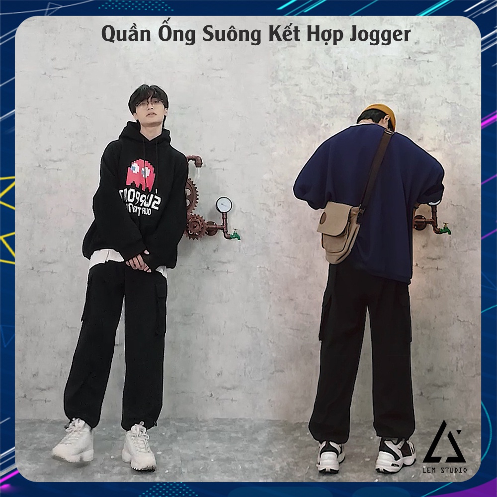 Quần Dài Túi Hộp Ống Rộng Kết Hợp Jogger Normal ( phiên bản không trượt nước)
