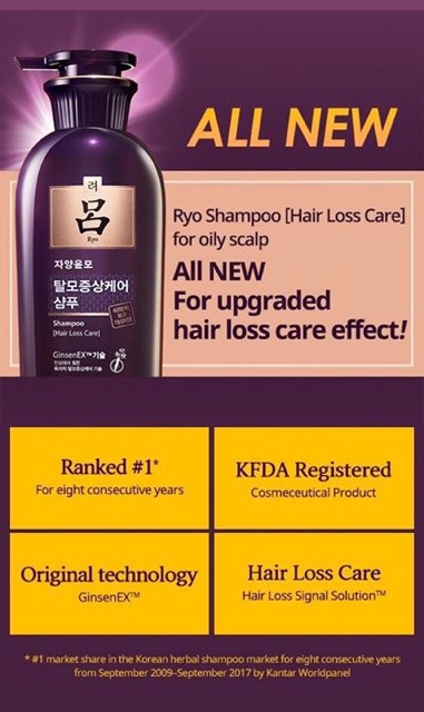 Dầu gội chống rụng tóc Ryo cho da đầu nhờn/Thường&khô/Nhạy cảm 400ml.Ryo Anti hair loss 4Oily/Normal&Dry/Sensitive Scalp