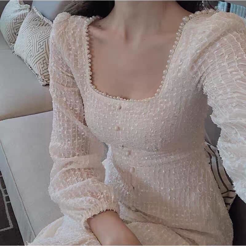 ⚡️BÁN SỈ⚡️Đầm xoè cổ vuông cúc ngọc ren 2 lớp | BigBuy360 - bigbuy360.vn