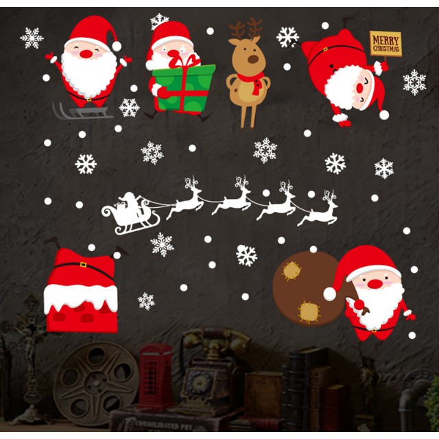 Decal dán tường NOEL - ông già giáng sinh nhí đỏ trắng