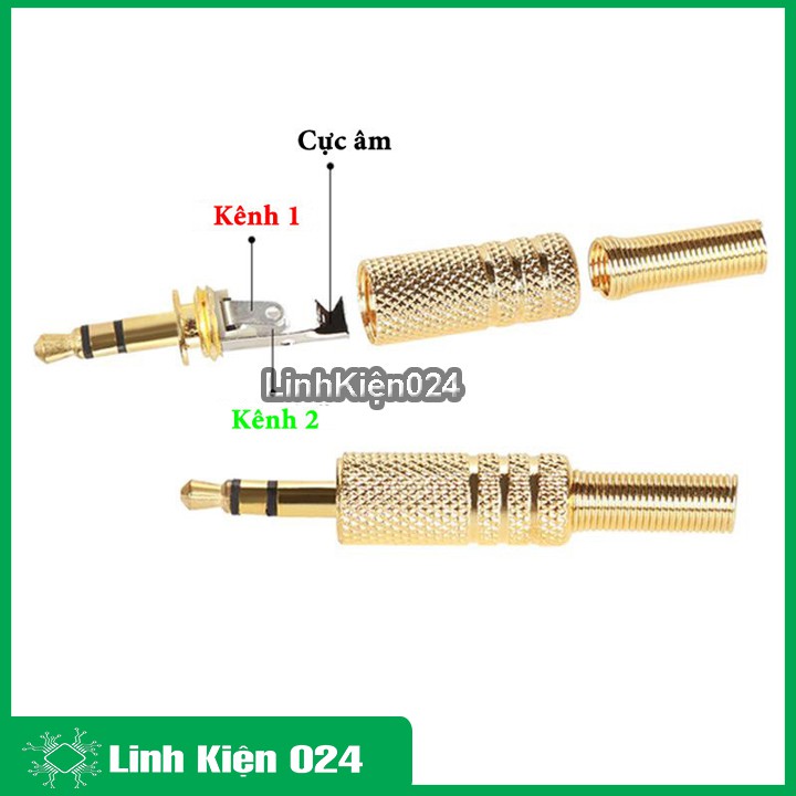 Jack audio 3.5mm đực màu vàng (1 chiếc)