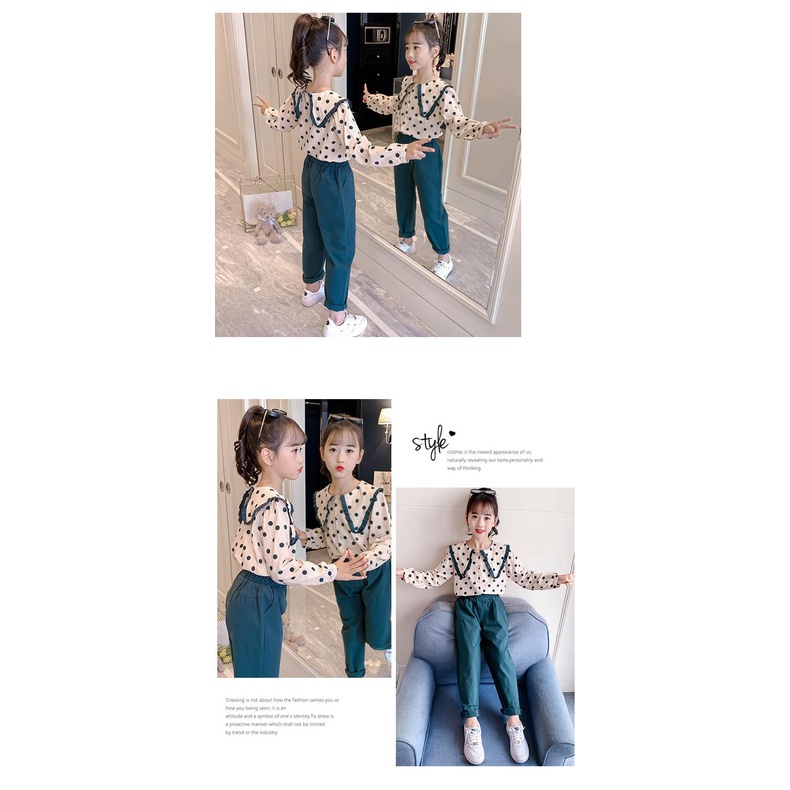 Bộ đồ IQ ANGEL thời trang mùa xuân phong cách preppy Hàn Quốc mới cho bé gái