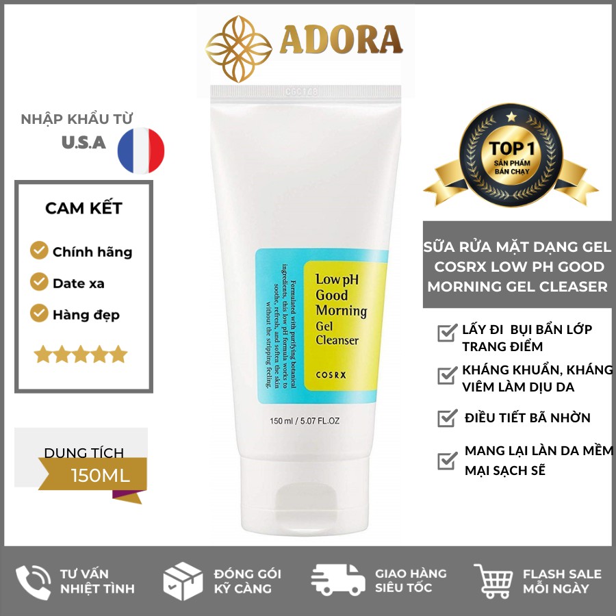 Sữa rửa mặt Cosrx Low pH Good Morning Gel Cleanser