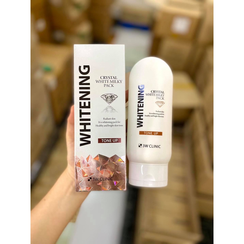 Kem ủ trắng 3W Clinic Whitening Crystal White Milky Pack Tone Up 200ml | BigBuy360 - bigbuy360.vn