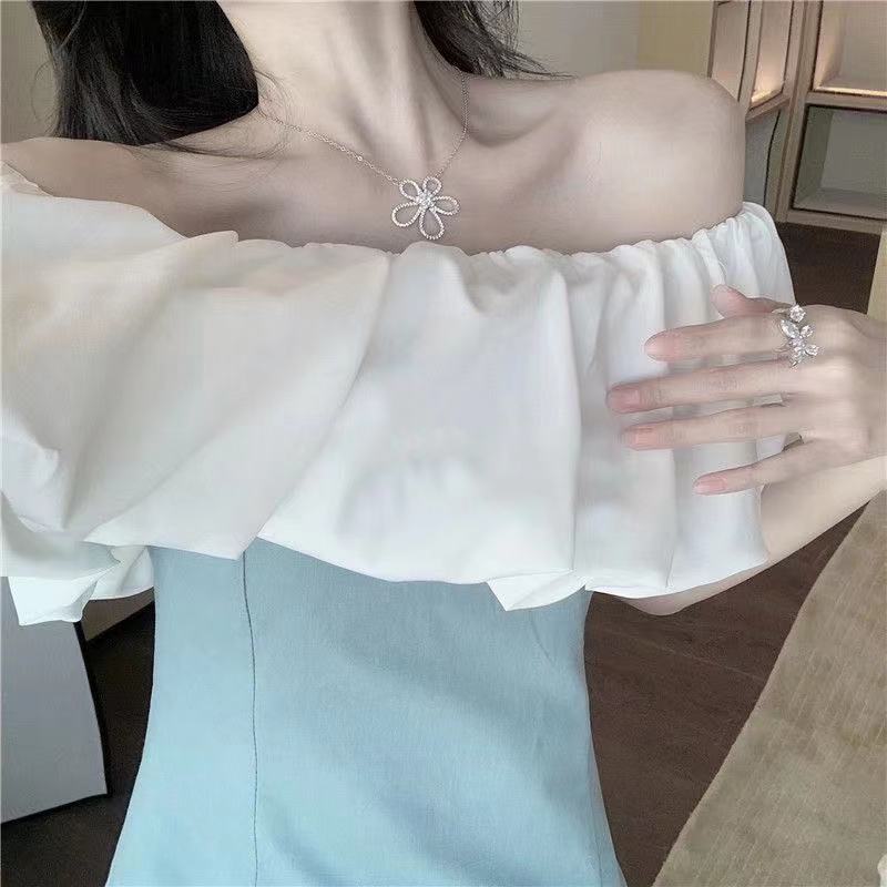 2021 Summer Korean Sexy Off Shoulder Dress Women's Sleeveless Skirt