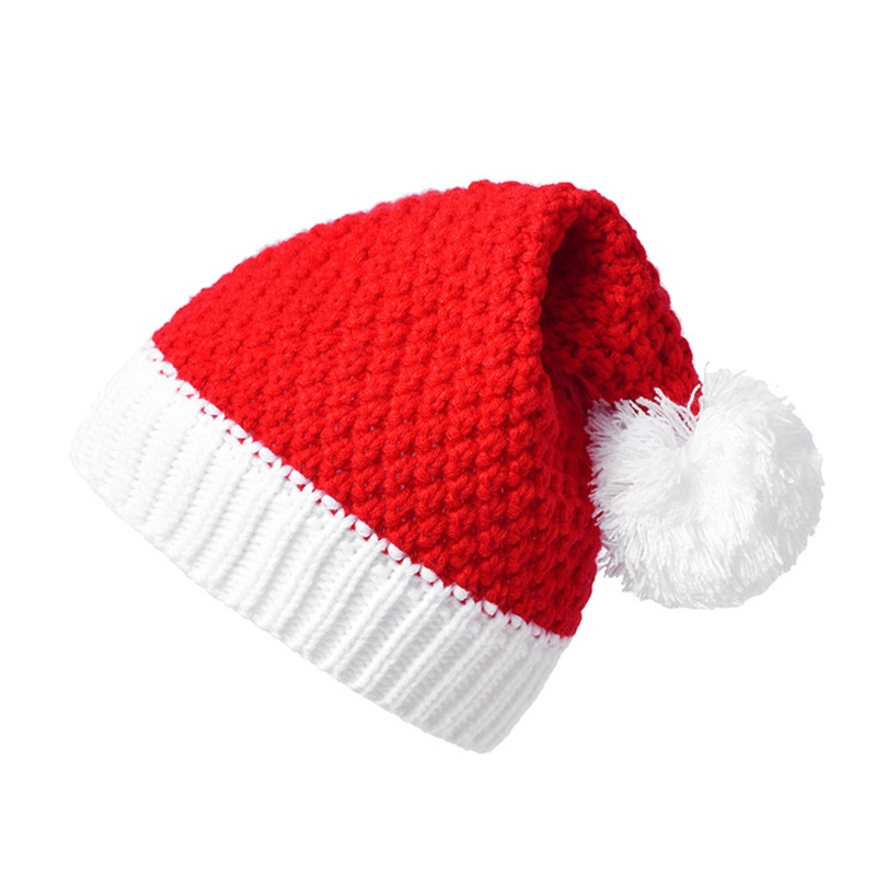Mũ Ông Già Noel Đan Len Màu Đỏ Và Trắng Truyền Thống Thoải Mái Cho Người Lớn Hóa Trang