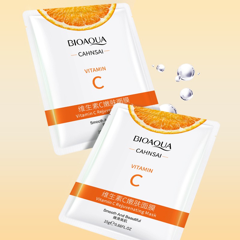 Mặt Nạ Vitamin C Cấp Ẩm Dưỡng Thải Độc, Trắng Da Chiết Suất Cam Vàng Bioaqua Mn79