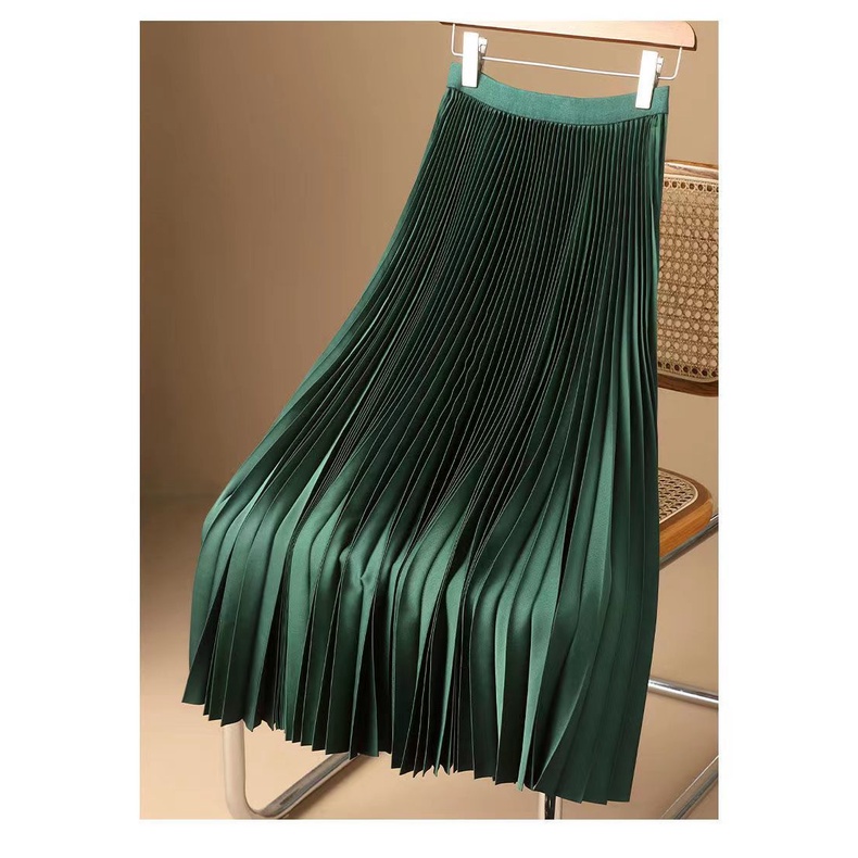 Chân Váy Satin Lưng Cao Dáng Chữ A Màu Trơn Thời Trang Mùa Hè 2022