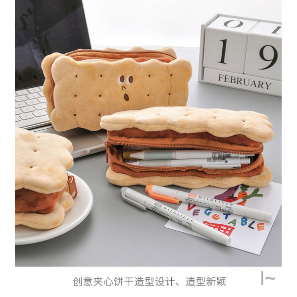Hộp bút cute hộp bút nam hộp bút vải Túi Đựng Bút Hình Bánh Quy Bánh Quy Dễ Thương