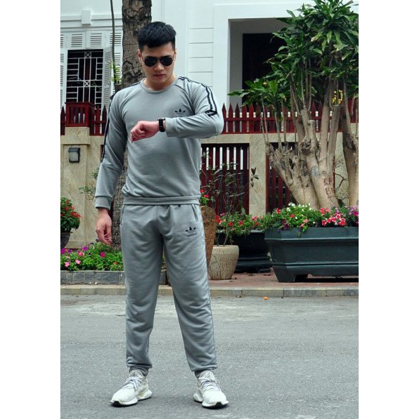 Bộ thể thao nam nỉ thu đông 3 màu, sz 45-75kg 2 sọc tay | BigBuy360 - bigbuy360.vn