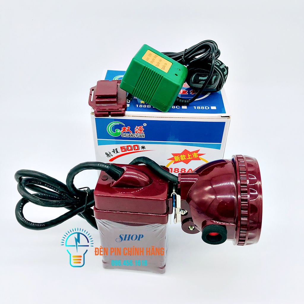Đèn pin đội đầu SHANGYUAN 188 siêu sáng ắc quy rời chống nước,ánh sáng Vàng hoặc Trắng, dùng đi soi sông biển rừng câu.