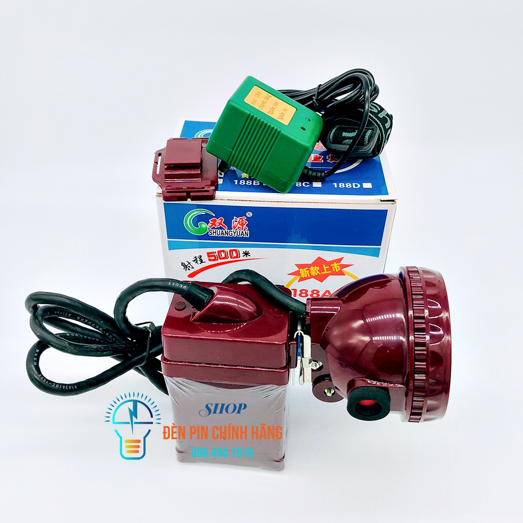 Đèn pin đội đầu siêu sáng 200W SHANGYUAN 188 LED ắc quy rời chống nước, đèn đeo đầu soi ếch ánh sáng Vàng hoặc Trắng