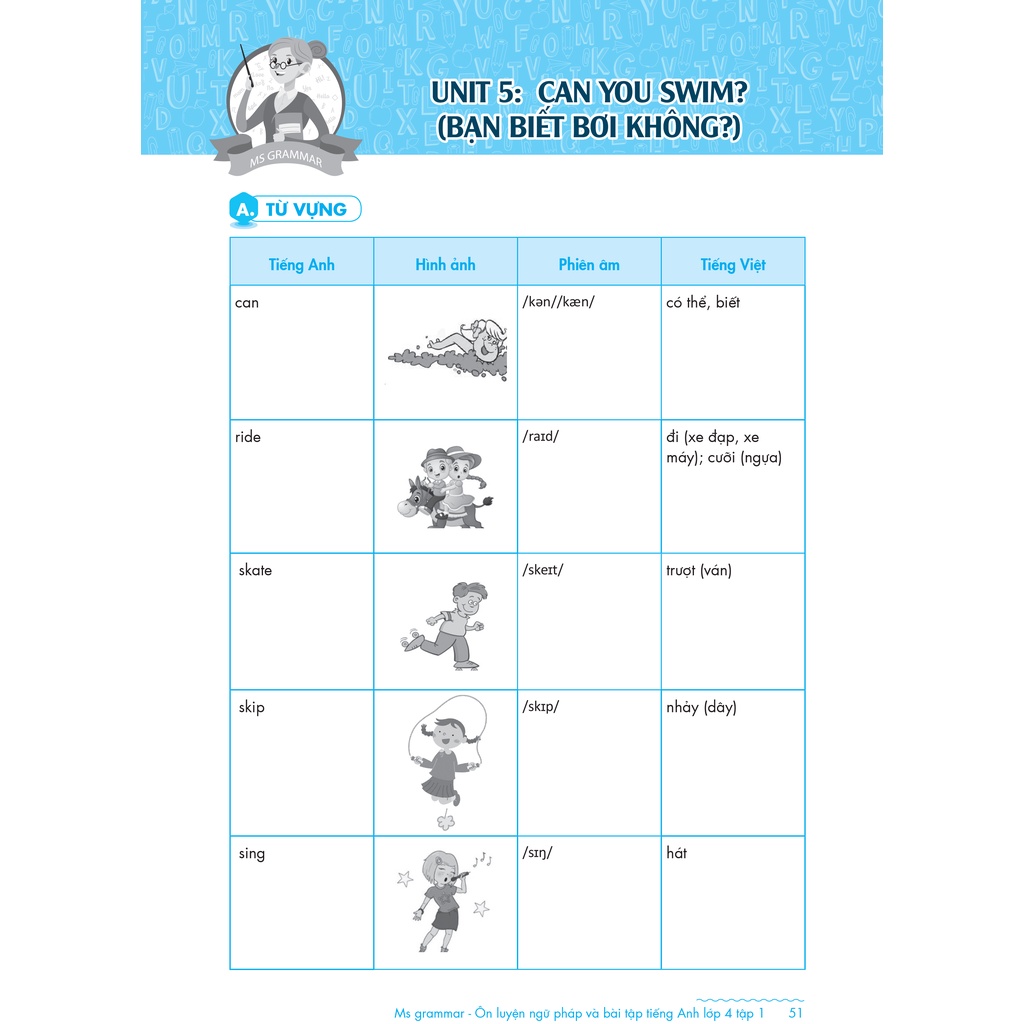 Sách Megabooks - Combo Ms Grammar - Ôn Luyện Ngữ Pháp Và Bài Tập Tiếng Anh Lớp 4: Tập 1 Và 2