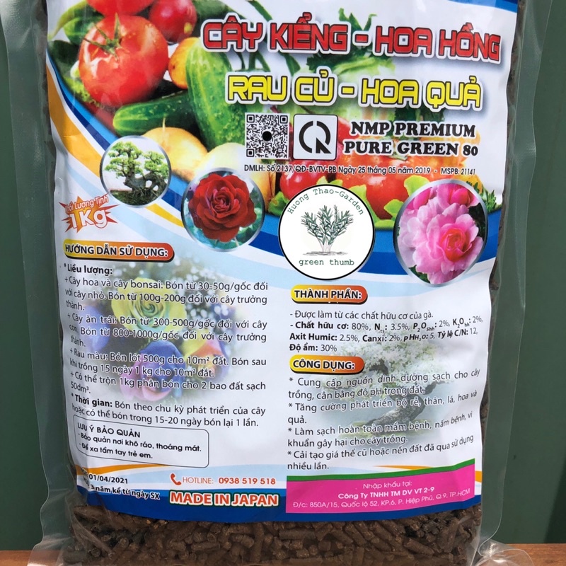 Phân Bón Hữu Cơ Nhật-Chuyên Dùng Cho Hoa Hồng-Cây Kiểng-Rau Củ Quả- Túi 1kg