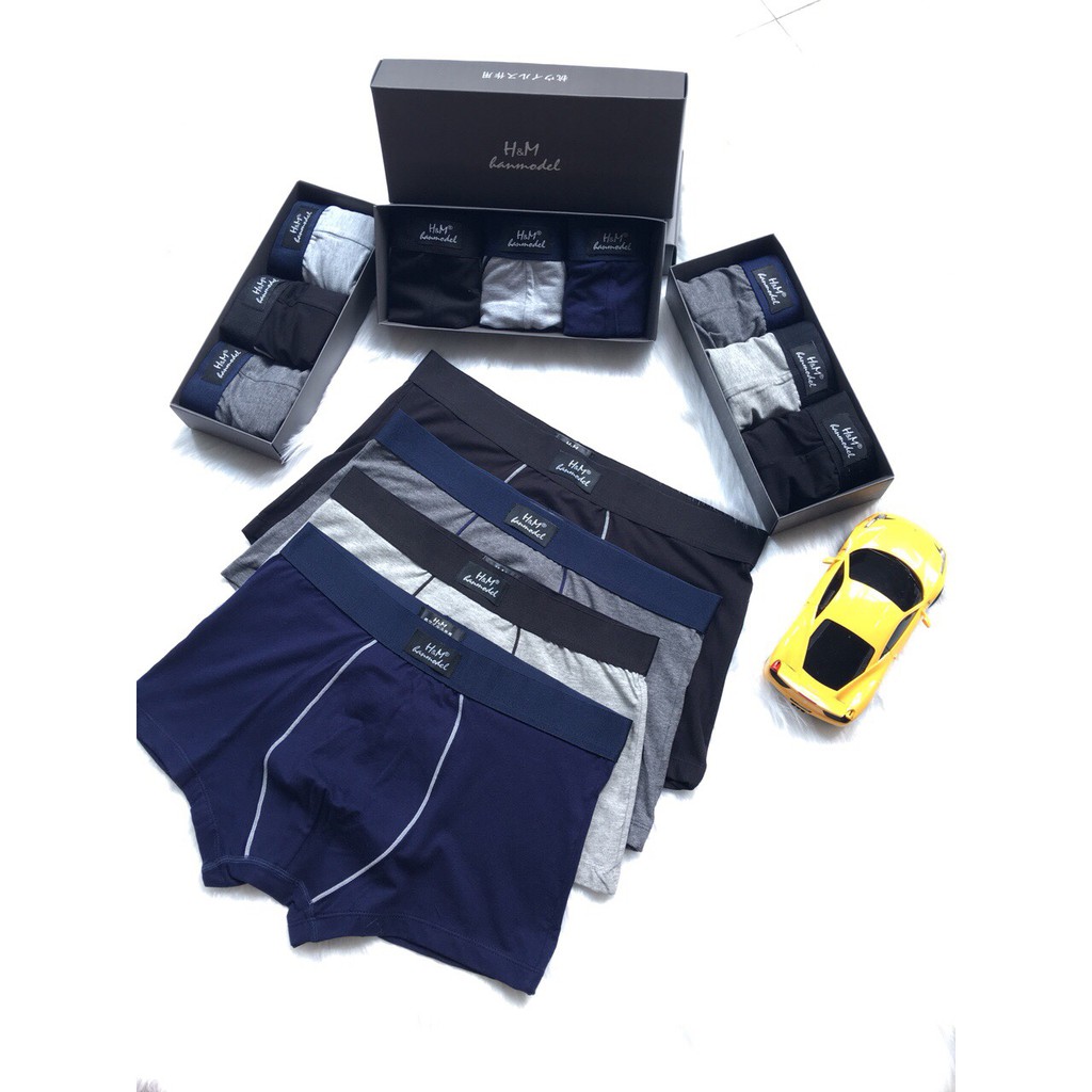 Hộp 3 Quần Lót Boxer Đùi Nam Kẽ Sọc Nam Tính Mạnh Mẽ 2594