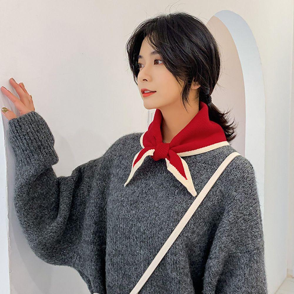 Khăn Choàng Cổ Hình Tam Giác Bằng Len Mềm Mại Màu Trơn Co Giãn Dành Cho Nữ