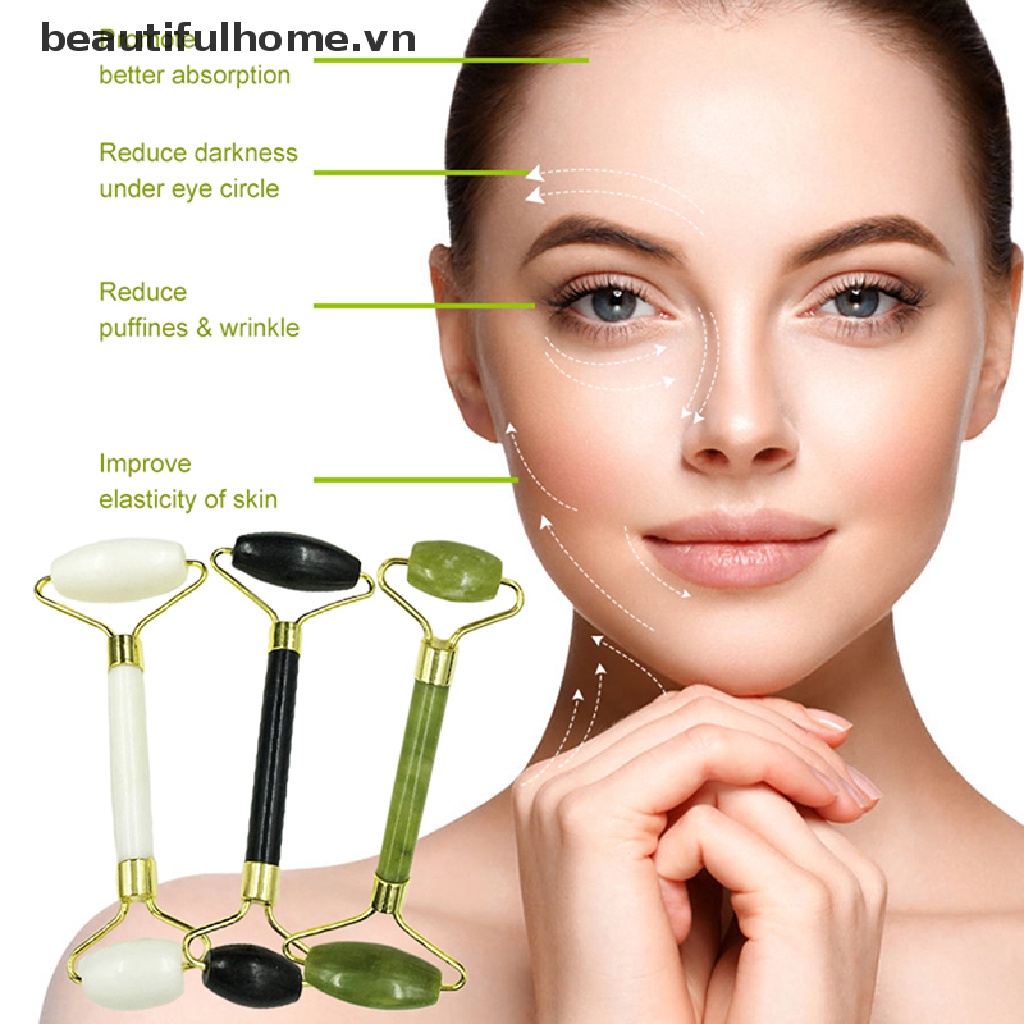 (Hàng Mới Về) Bộ 2 Cây Lăn Đá Ngọc Bích Tự Nhiên Mát Xa