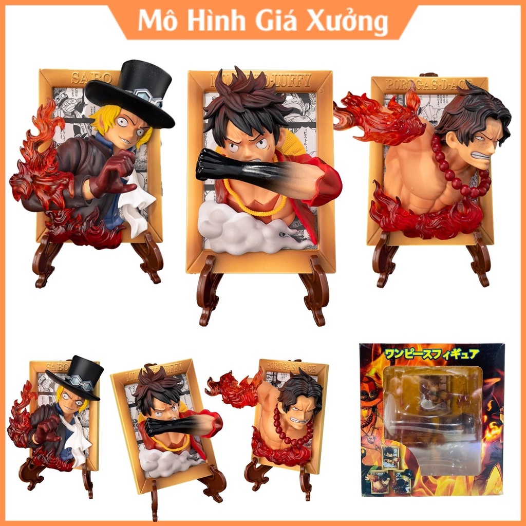 (Siêu Đẹp) Mô Hình khung ảnh 3D  Luffy ACE Sabo tặng kèm ( 1 Miếng dán Nam Châm + 1 giá kê + 1 miếng dán 3M) One Piece