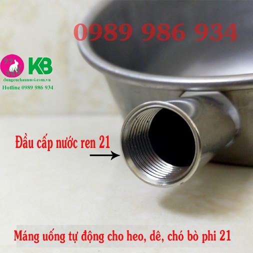 Máng uống tự động cho heo, chó, dê, bò chất liệu inox đường kính 18cm