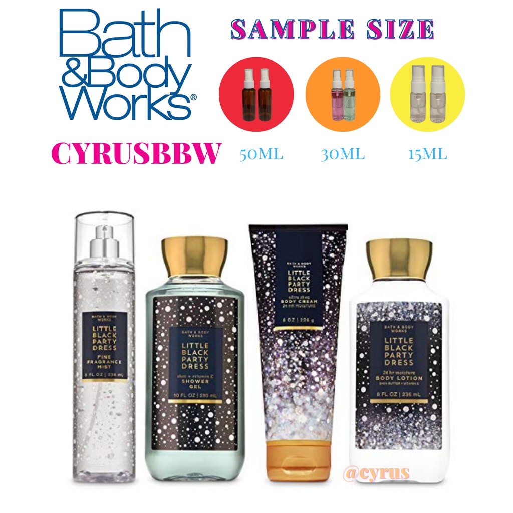 Bộ Sản Phẩm Mist Xịt Toàn Thân, Gel Tắm, Lotion Bath and Body Works Little Black Party Dress từ Mỹ