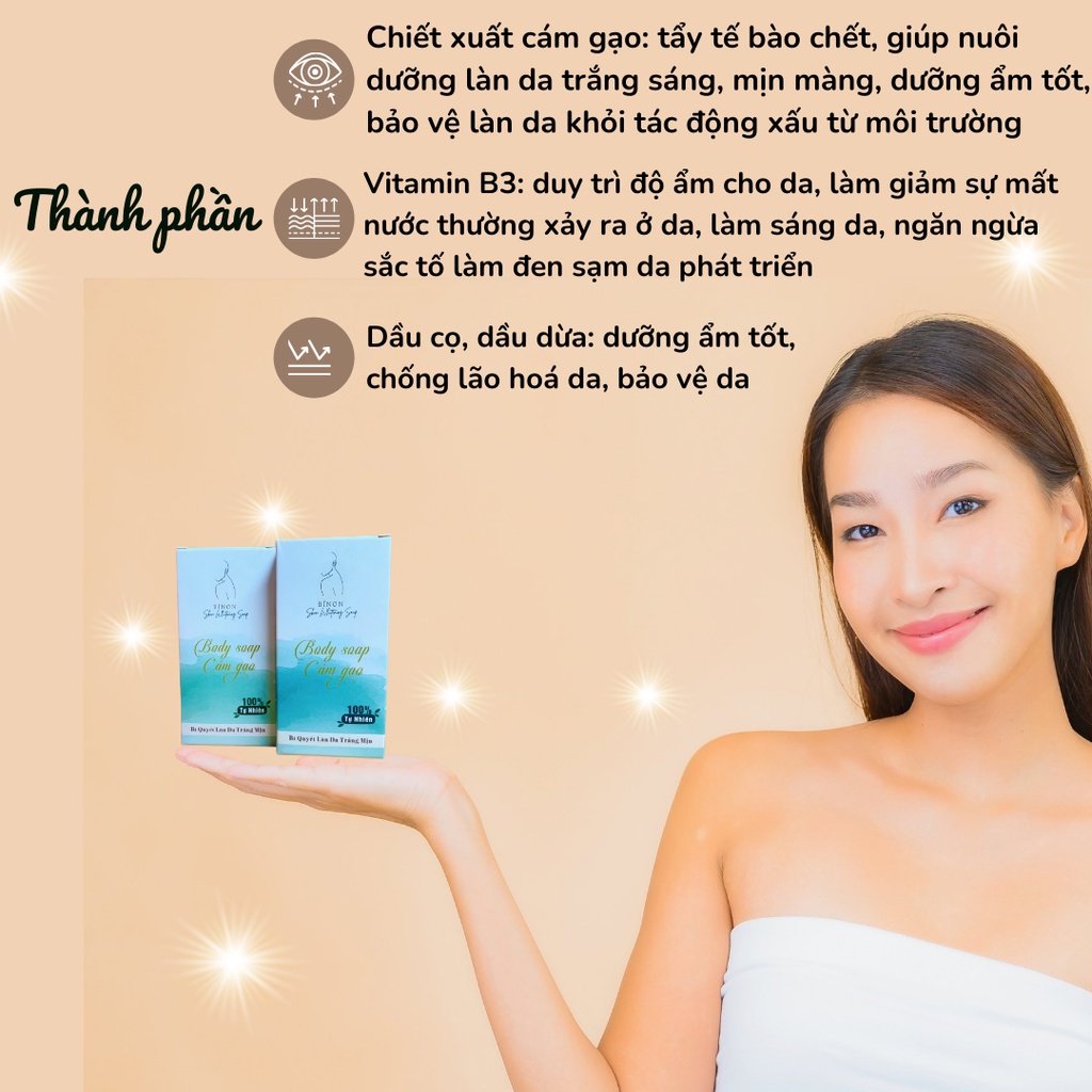 [HOT SALE] Soap GẠO trắng da dành cho body + TẶNG KÈM TÚI ĐỰNG SOAP
