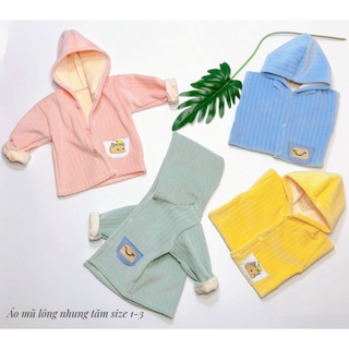 [Thanh lý] Áo khoác nỉ lông nhung có mũ cực xinh cho bé sơ sinh