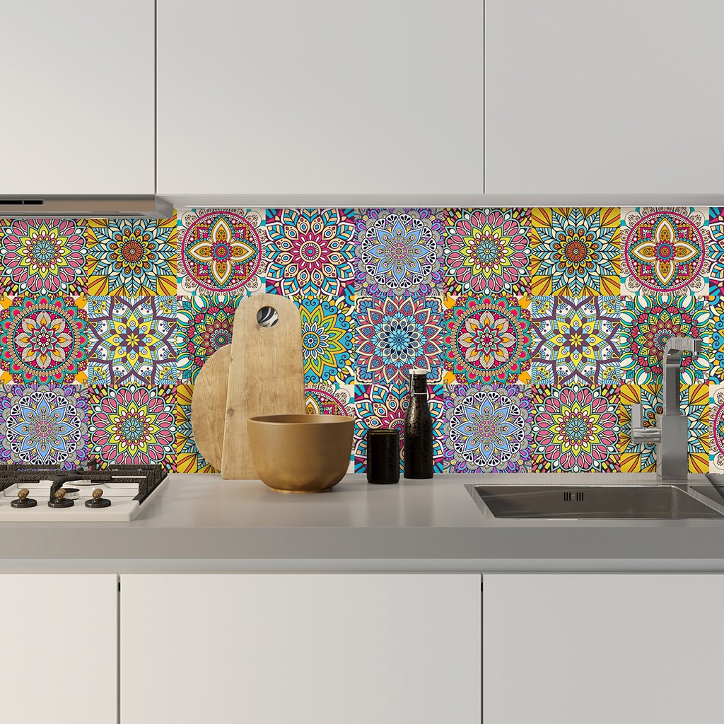 Giấy dán tường họa tiết mandala tự dính chống thấm nước trang trí nhà bếp/phòng tắm | BigBuy360 - bigbuy360.vn