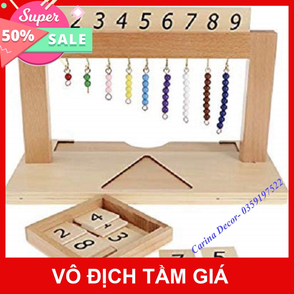 Giáo cụ Montessori bản quốc tế - Giá treo các chuỗi hạt màu trong khoảng một đến 9 - Carina Decor