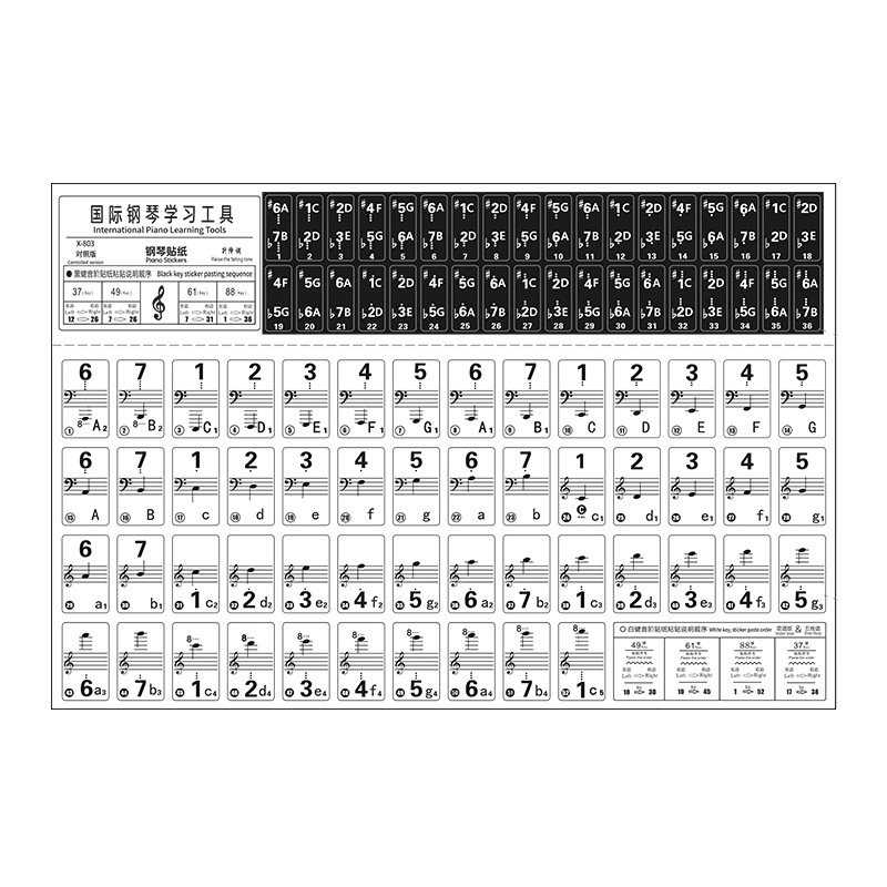 Sticker dán phím đàn Piano Grand/ Upright dành cho người mới bắt đầu- Sticker Piano