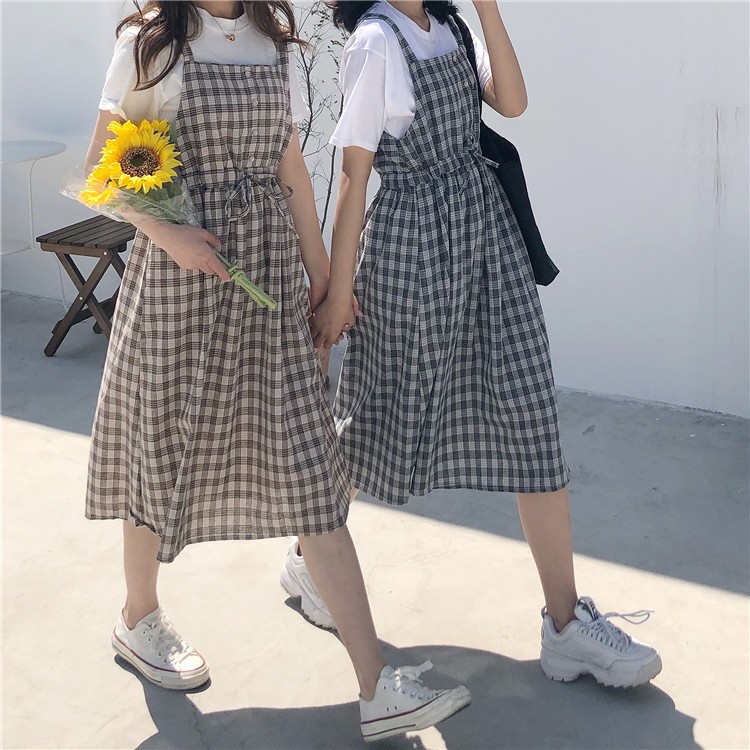 [SIÊU XINH] Váy yếm kẻ Hàn Quốc 3 màu (Sỉ từ 5sp bất kỳ)