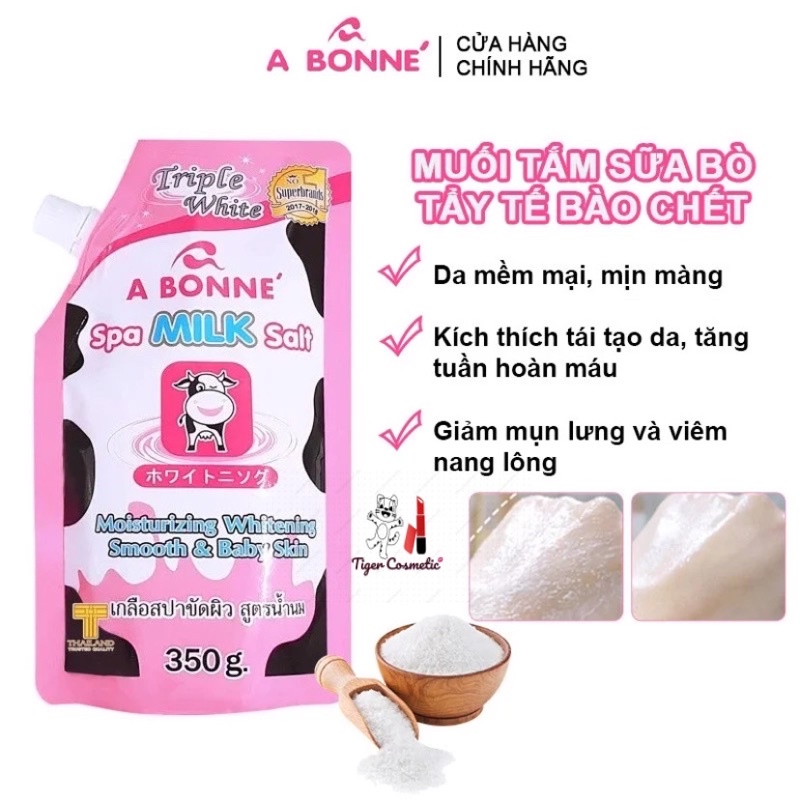 Muối Tắm Sữa Bò Tẩy Tế Bào Chết Cơ Thể, Làm Sáng Da, Dưỡng Da Mịn Màng A Bonne Spa Milk Salt