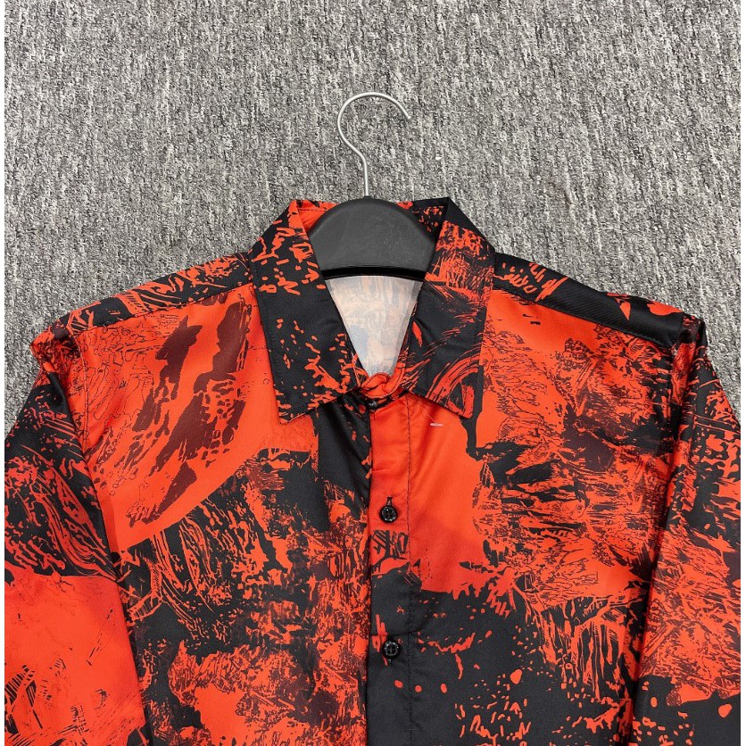 RODI Áo sơ mi nam nữ họa tiết loang đỏ, áo sơ mi nam nữ dài tay cá tính- D194 | BigBuy360 - bigbuy360.vn