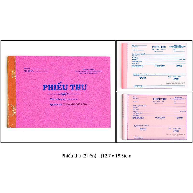 Phiếu thu 2 liên. Do VPP Hiếu Cường cung cấp