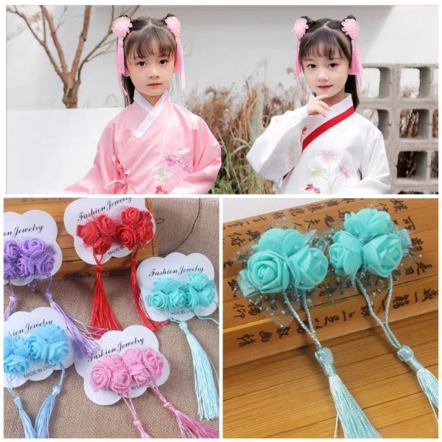2 Cặp tóc tua rua phong cách Trung Hoa cổ trang ngày tết cho bé
