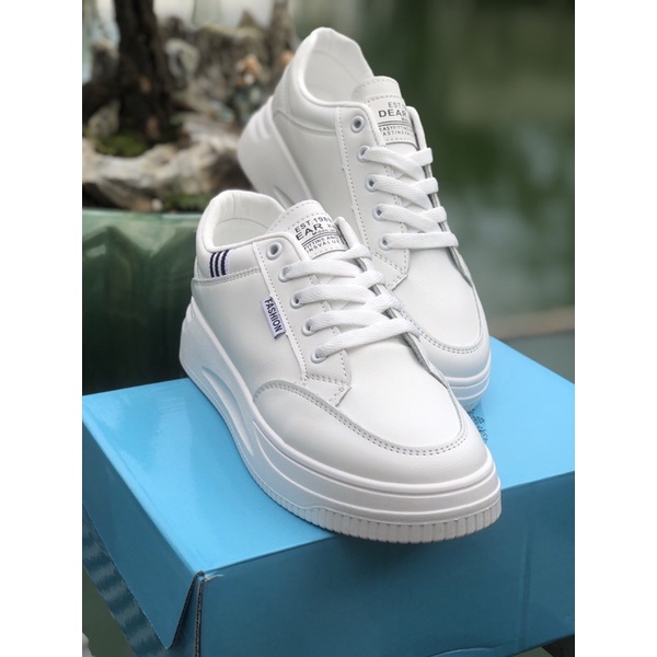 Giày thể thao nữ đế độn basic cao 4cm êm chân đi học đi làm đi chơi đơn giản màu trắng sneaker Yumishop giá tốt