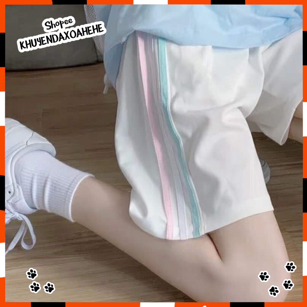 Q003 Quần đùi 3 sọc màu dây rút short ngắn ống rộng Ulzzang, quần sooc nữ thể thao trẻ trung Hàn Quốc cute xinh xắn