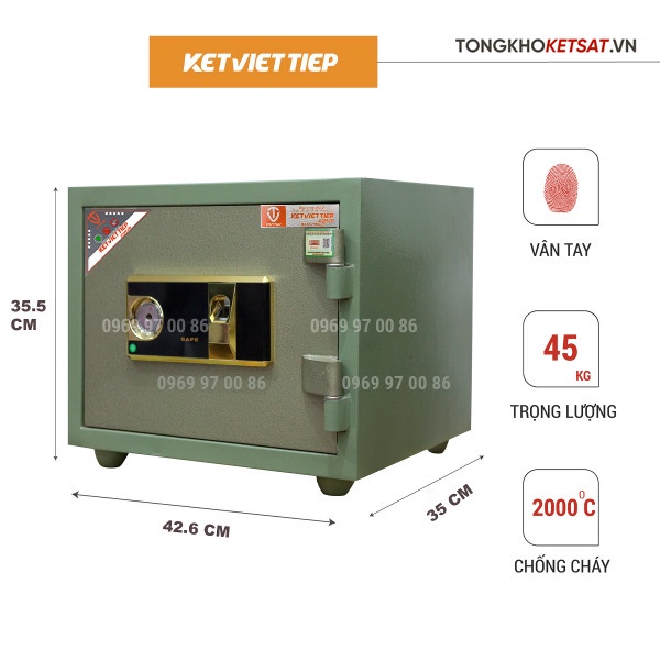 Két Sắt Mini Vân Tay Chống Cháy 🎁CHÍNH HÃNG🎁 Két Sắt Việt Tiệp K68BLN-VT (Freeship Toàn Quốc)