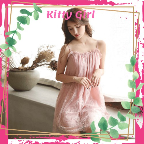 Váy Ngủ Ren 2 Dây- Đầm Ngủ Phối Ren Sexy Đầm Mặc Nhà Kiểu Dáng Gợi Cảm Quyến Rũ V28 | BigBuy360 - bigbuy360.vn