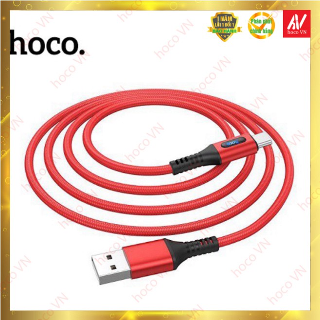 Cáp Sạc Nhanh Hoco U79 Type-C tích hợp đèn báo trên chuôi sạc và hỗ trợ truyền dữ liệu ,tự ngắt khi pin đầy