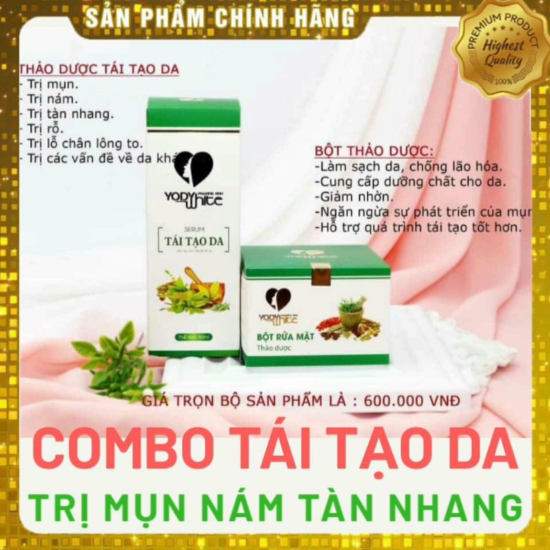 [CHÍNH HÃNG] Combo Mụn Nám Tàn Nhang Serum thảo dược tái tạo da Yody White Phương Anh