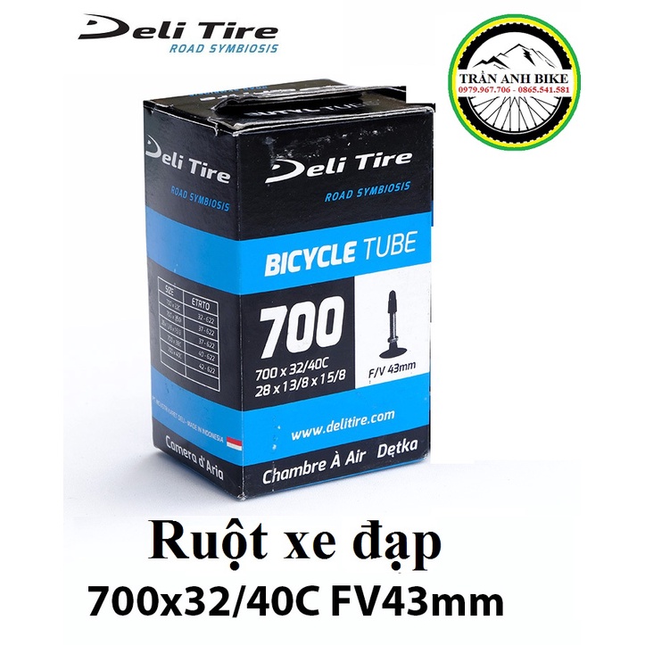 Ruột xe đạp Deli Tire 700x32-40c 43mm Van pháp - van hạt gạo
